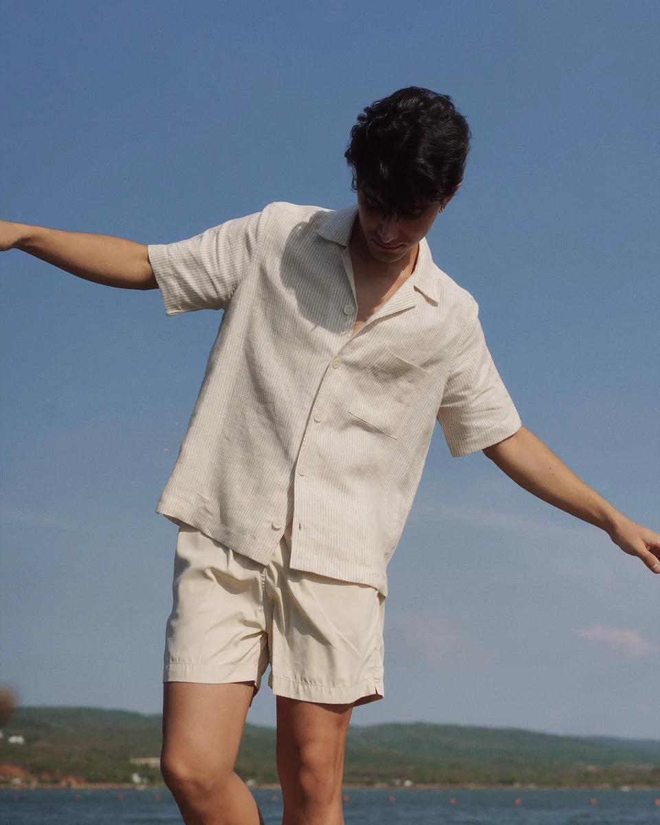 Camisa Portofino Beige Stripe