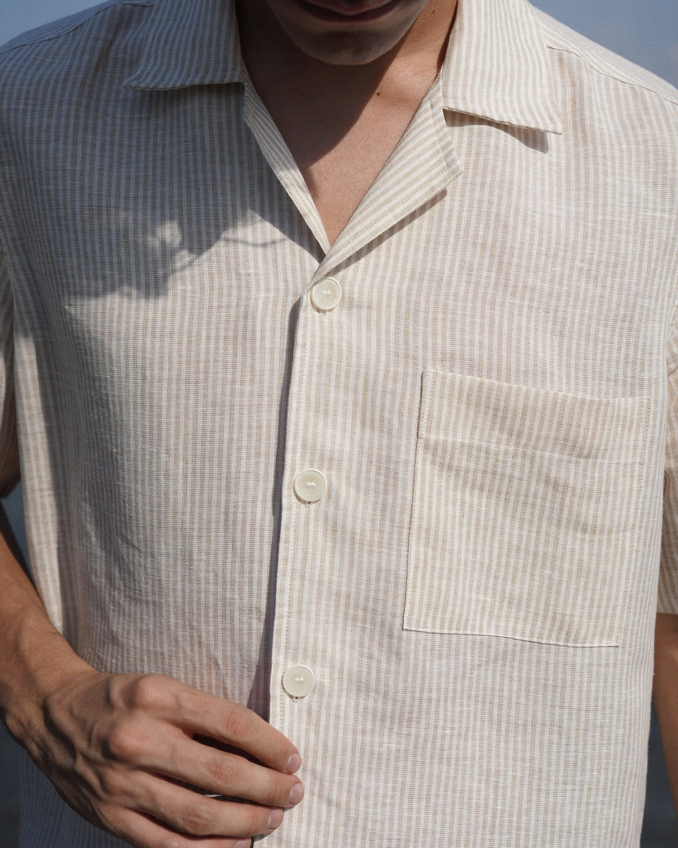 Camisa Portofino Beige Stripe