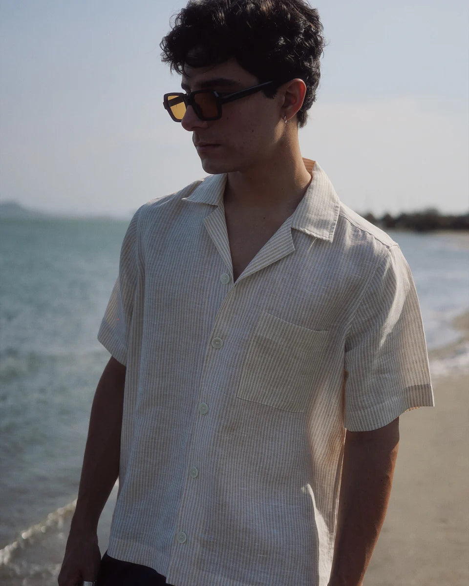 Camisa Portofino Beige Stripe