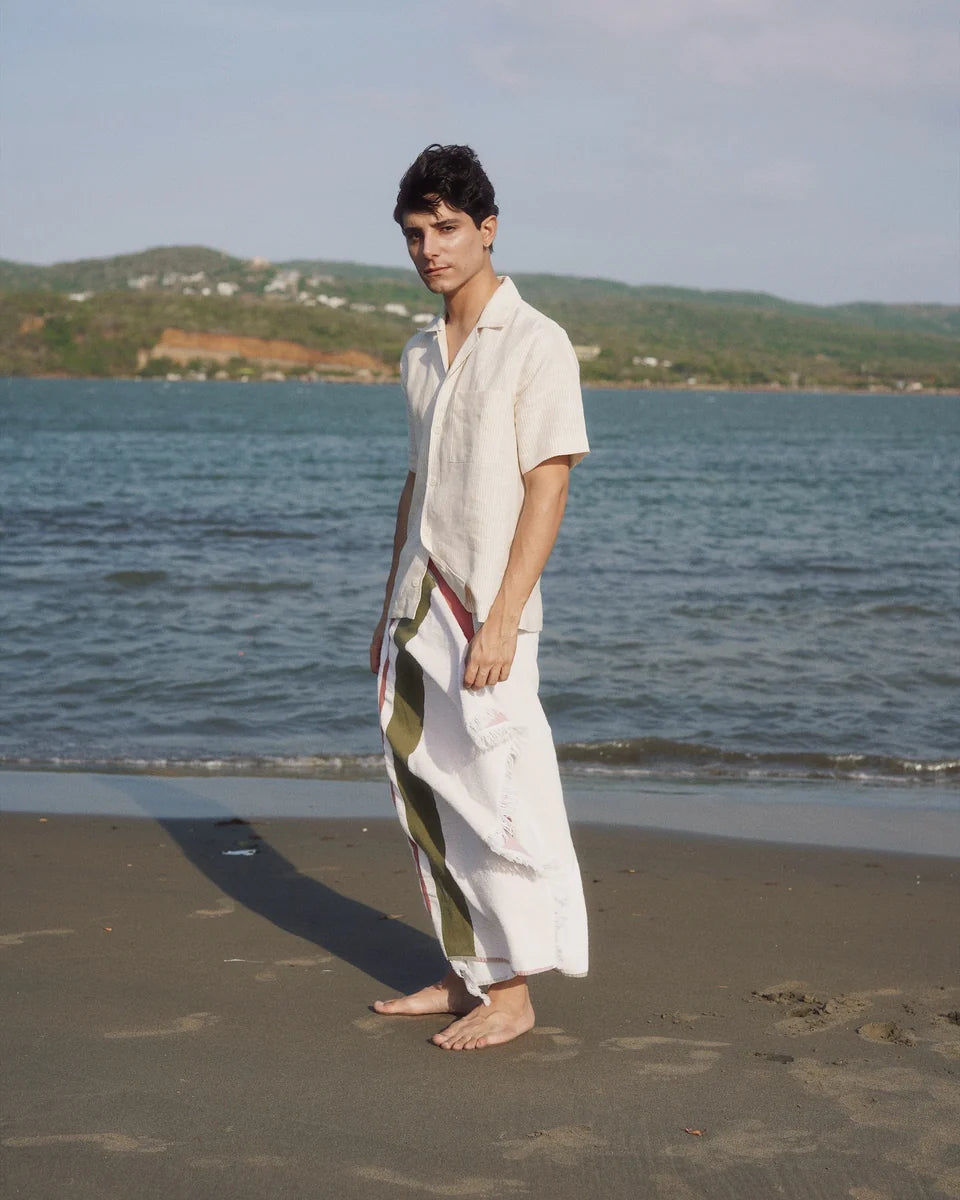 Camisa Portofino Beige Stripe