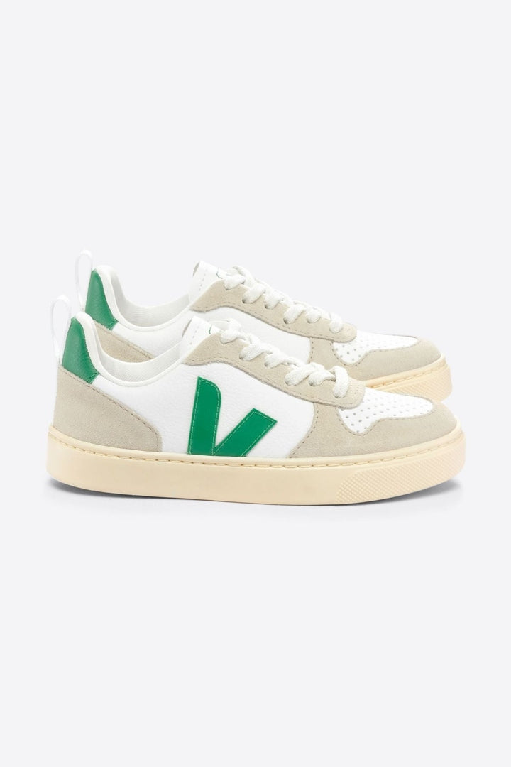 Tenis Veja Kids V-10 leather white emeraude almond