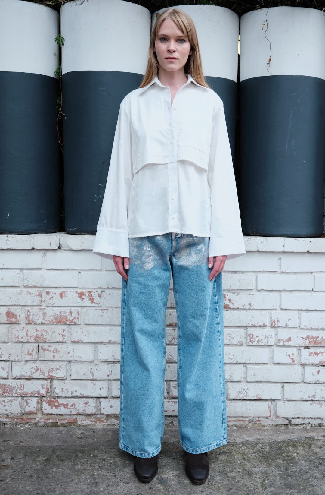 Jean Con Foil Plateado