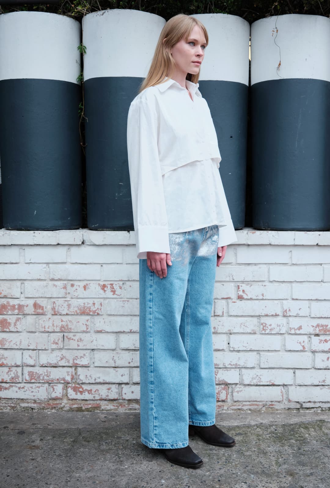 Jean Con Foil Plateado