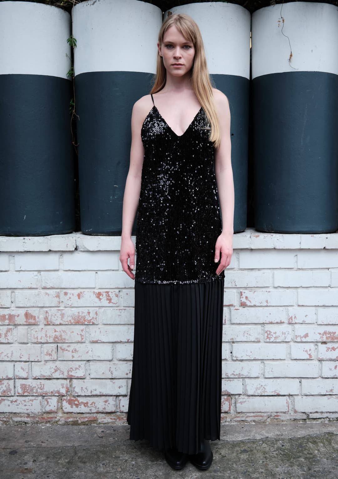 Maxi Vestido Largo Plisado