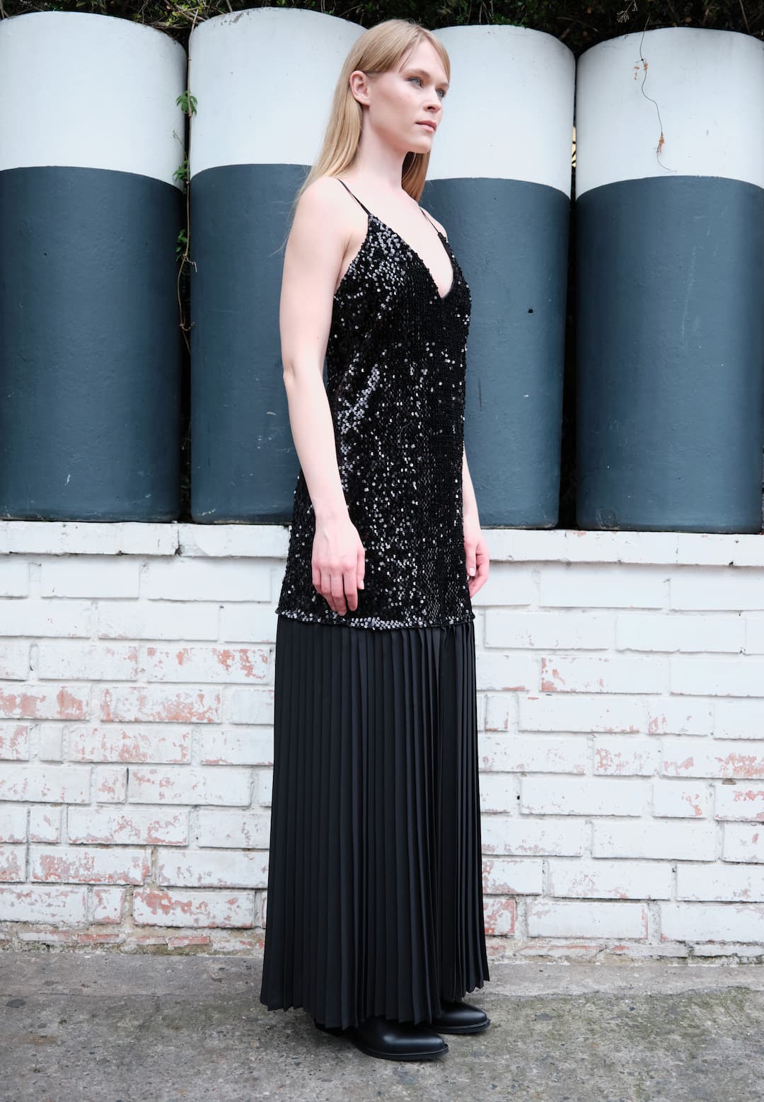 Maxi Vestido Largo Plisado