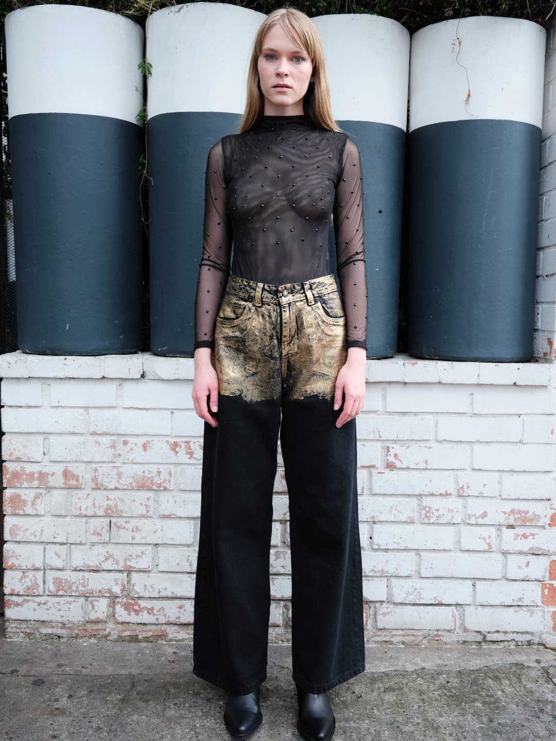 Jean Con Foil Dorado