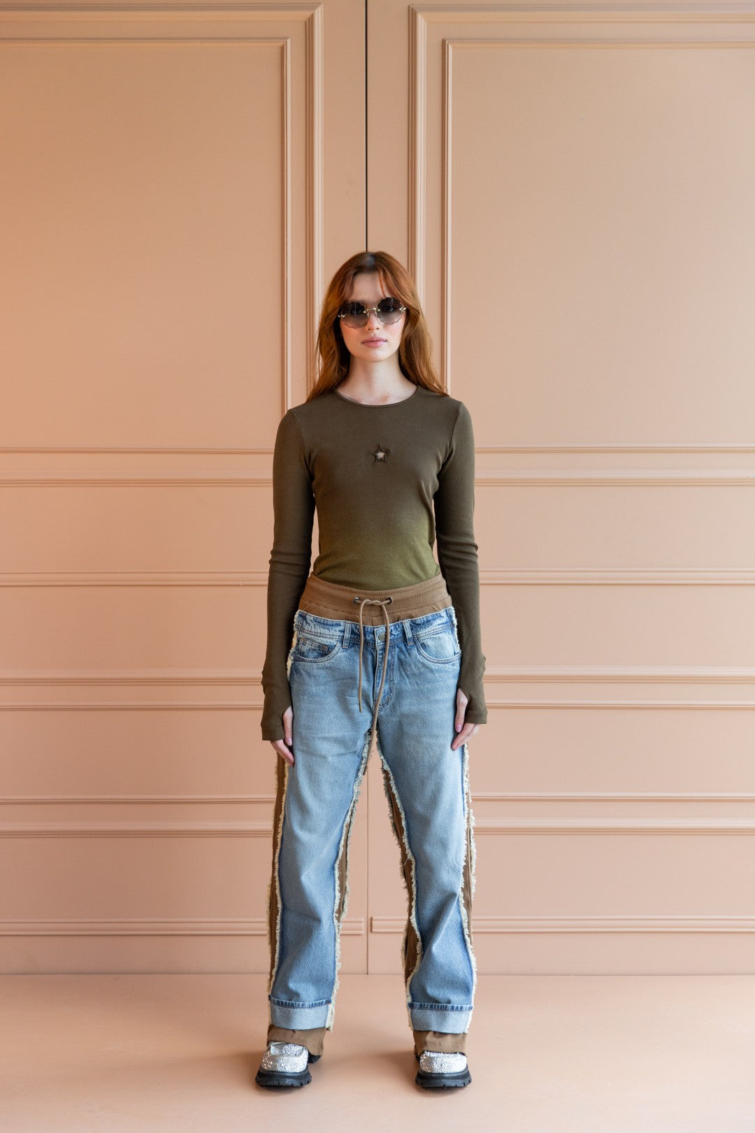 Pantalón Denim Jogger Camel