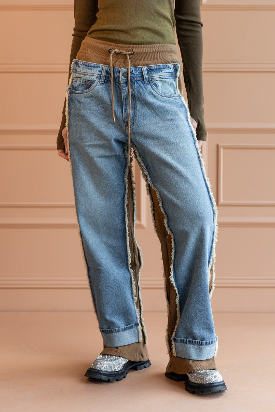Pantalón Denim Jogger Camel