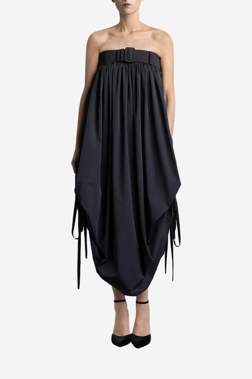 Midi Vestido Balloon Con Cinturon