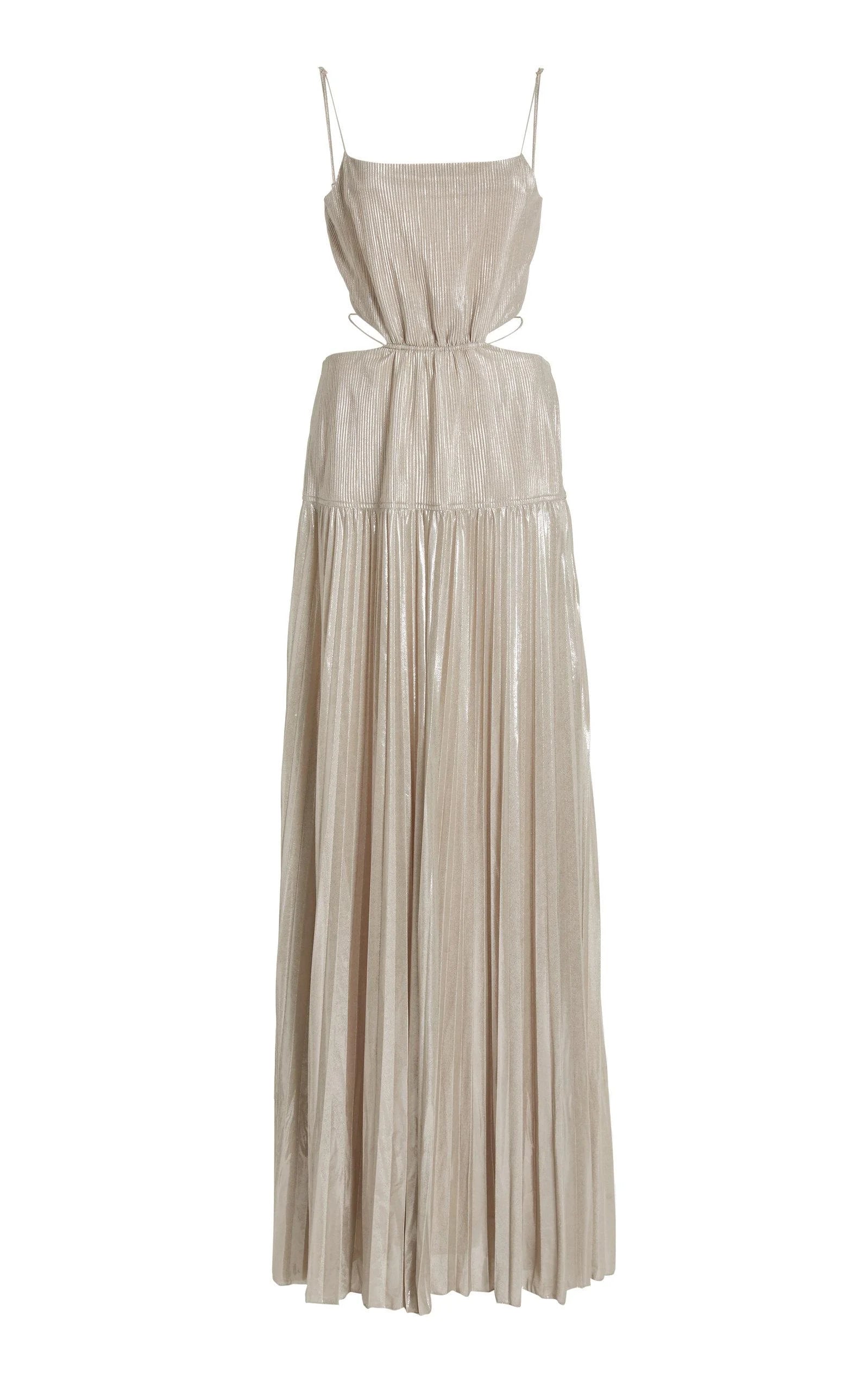 Vestido Maxi Daisy Plisse Champaña