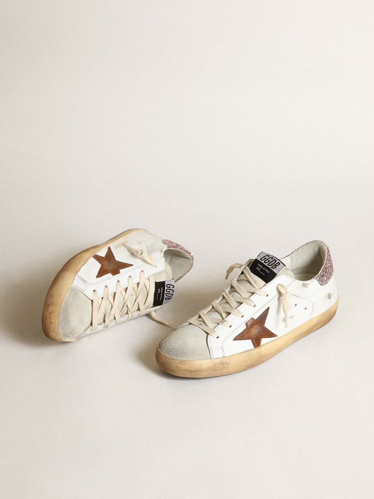 Tenis Golden Goose Super Star Leather Vintage Leath Star Glitter Heel Mujer