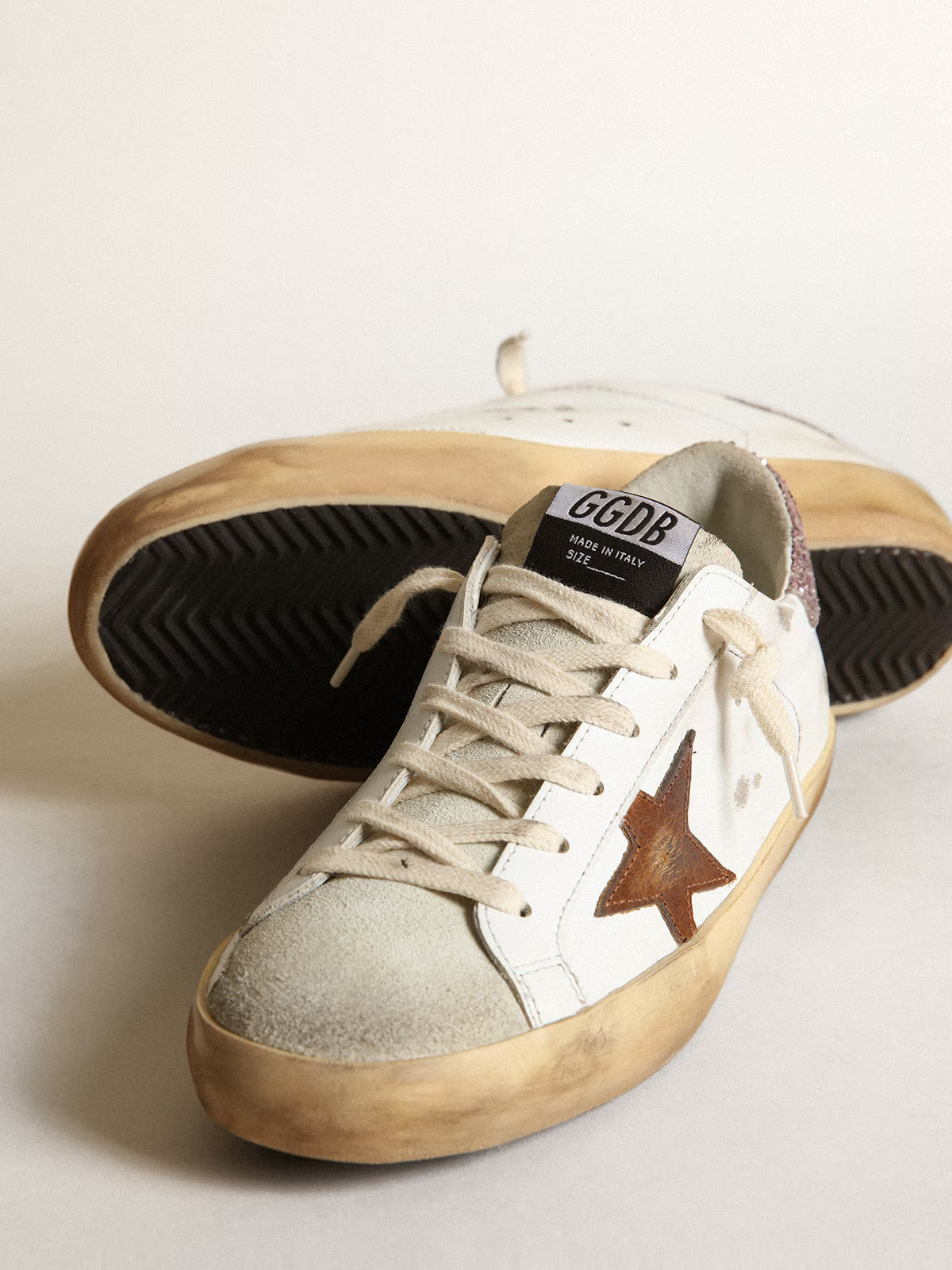 Tenis Golden Goose Super Star Leather Vintage Leath Star Glitter Heel Mujer