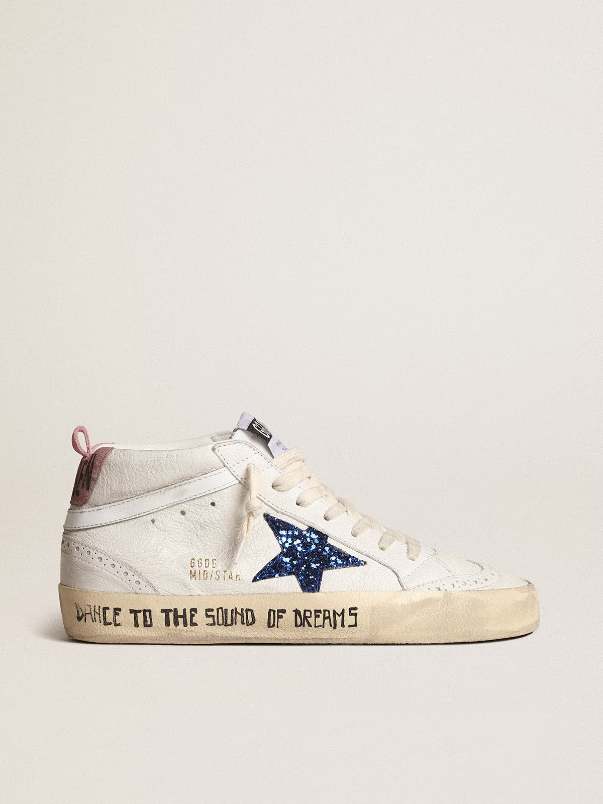 Tenis Golden Goose Mid Star Nappa Leather Glitter Heel Signature Mujer