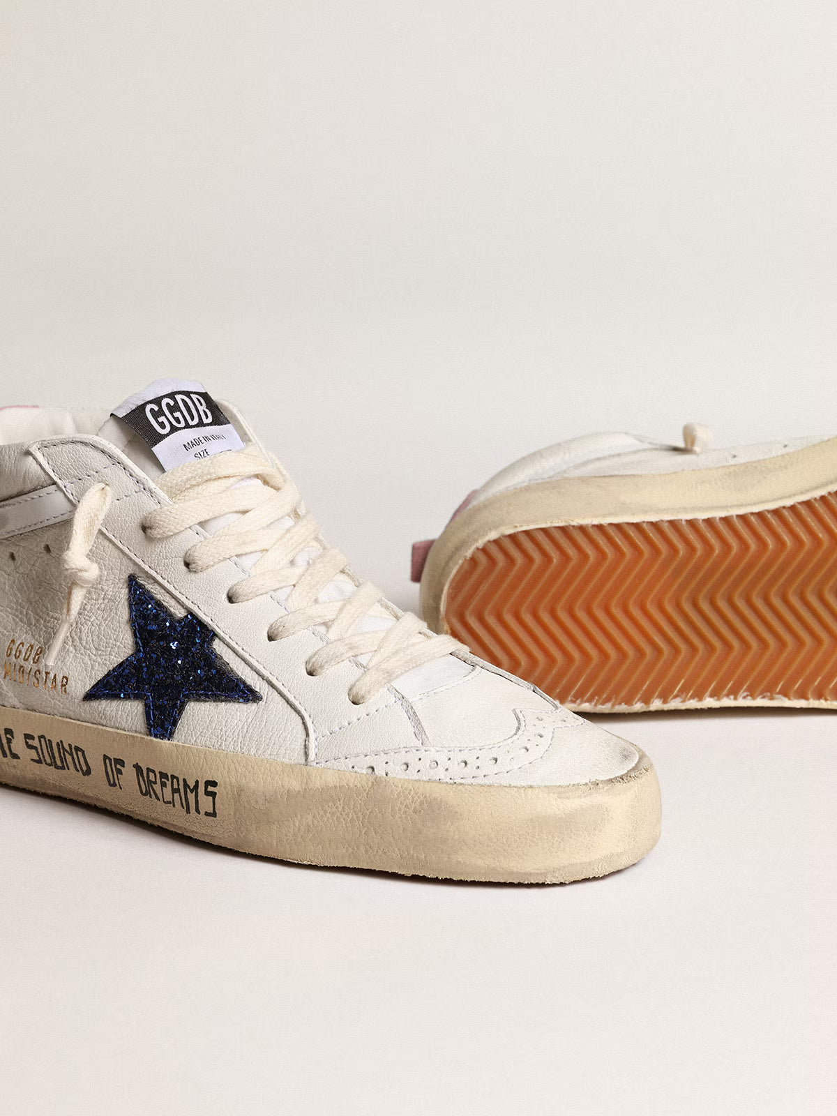 Tenis Golden Goose Mid Star Nappa Leather Glitter Heel Signature Mujer