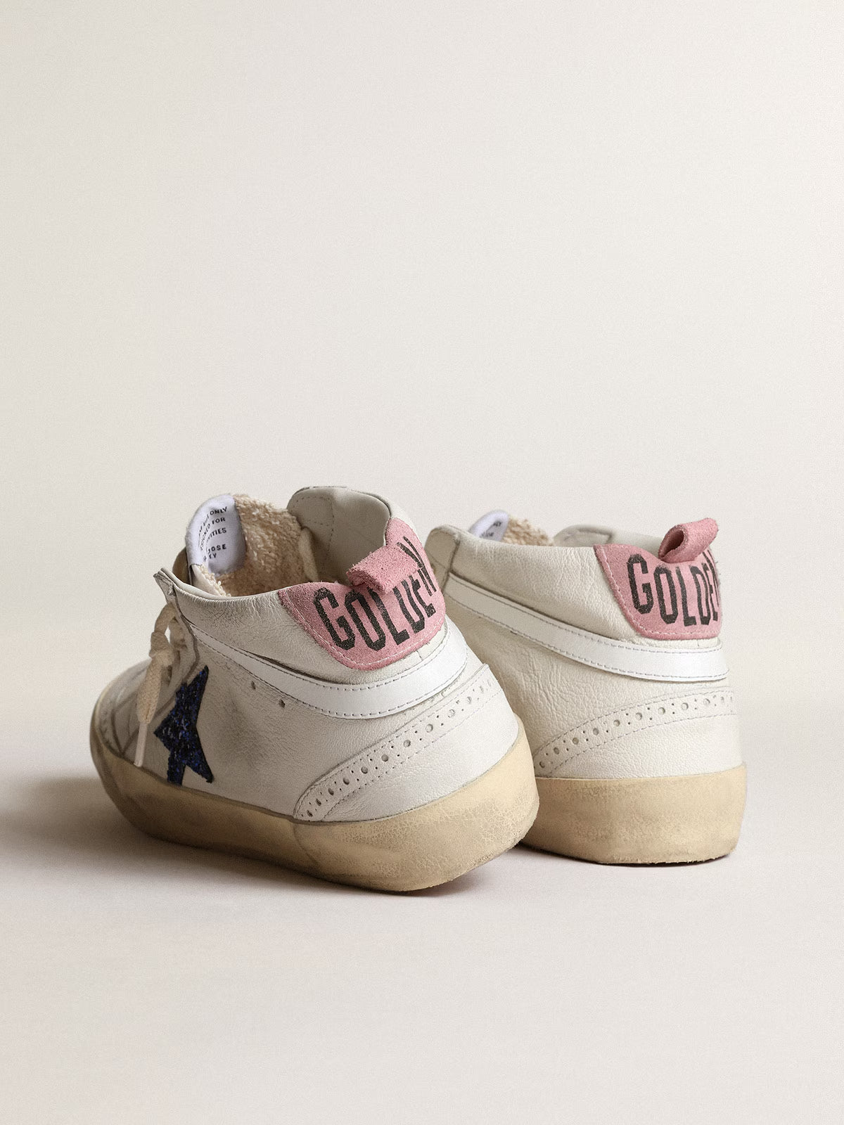 Tenis Golden Goose Mid Star Nappa Leather Glitter Heel Signature Mujer