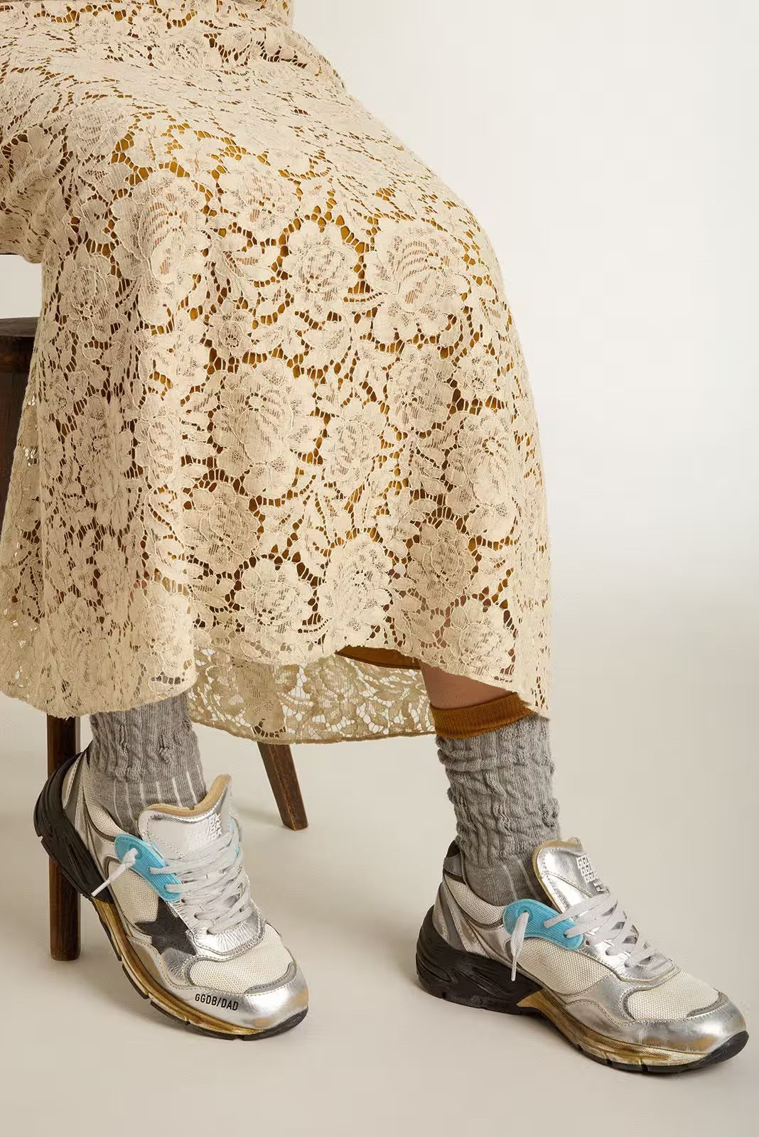 Tenis Golden Goose Running Dad Mesh And Laminated Leather Mujer GOLDEN GOOSE TENIS Malva CO