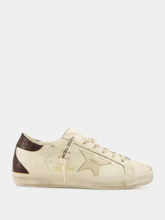 Tenis Golden Goose Super Star Leather Laminated Star Cocco Print Heel Mujer