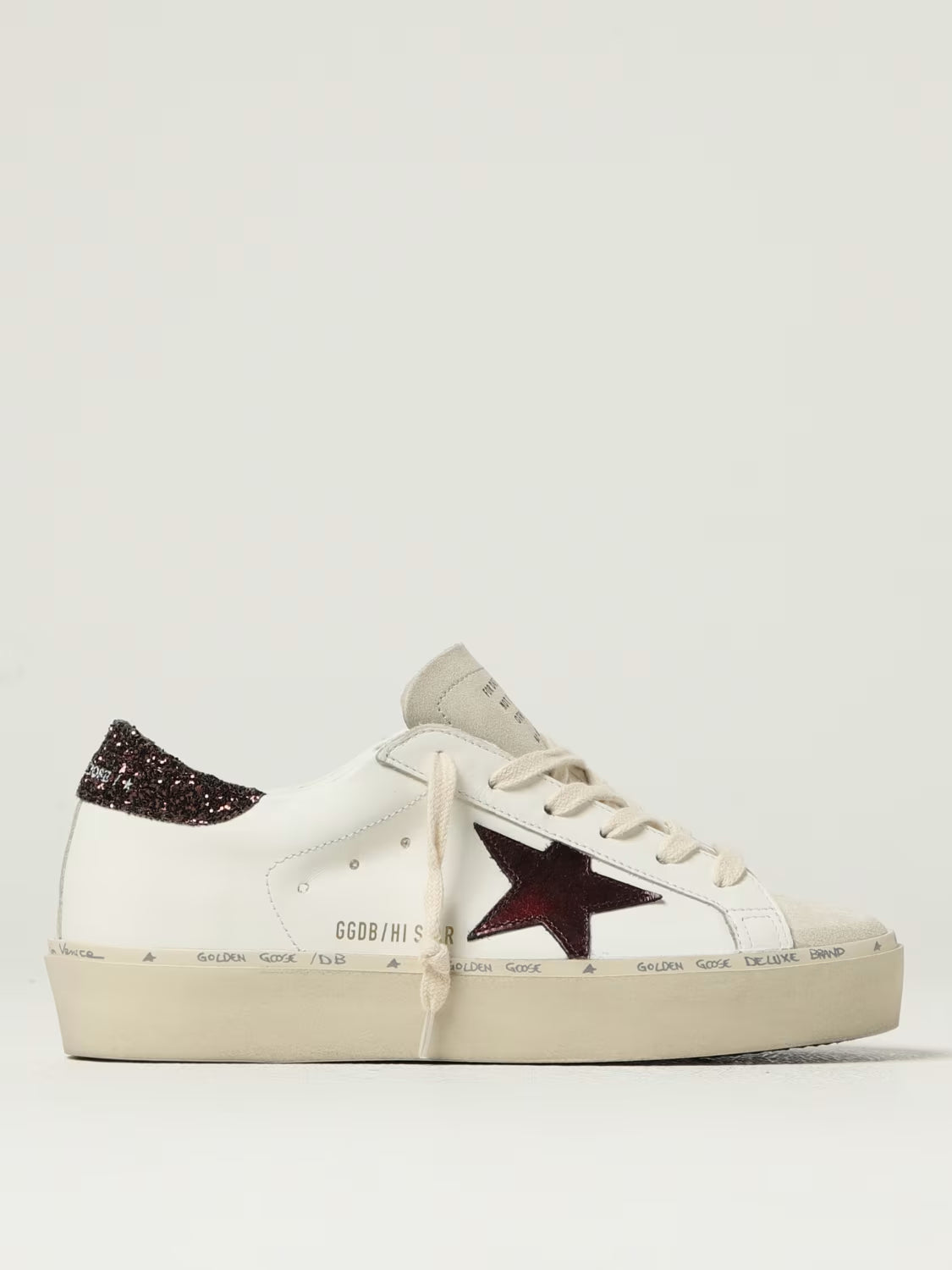 Tenis Golden Goose Hi Star Leather Toe And Star Glitter Mujer