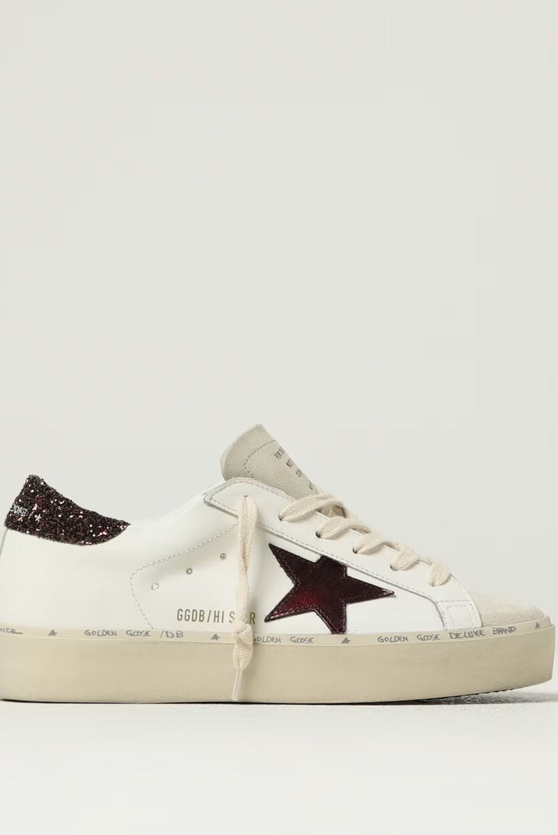 Tenis Golden Goose Hi Star Leather Toe And Star Glitter Mujer