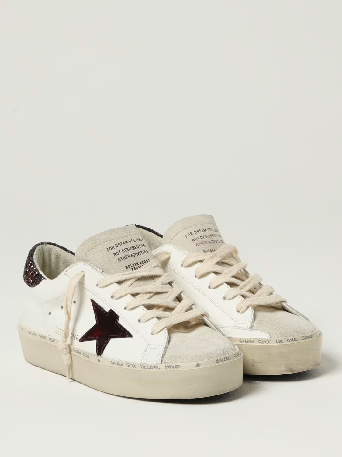 Tenis Golden Goose Hi Star Leather Toe And Star Glitter Mujer