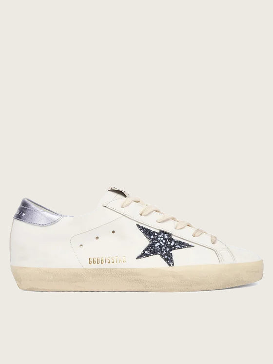 Tenis Golden Goose Super Star Leather Glitter Star Laminated Heel Mujer