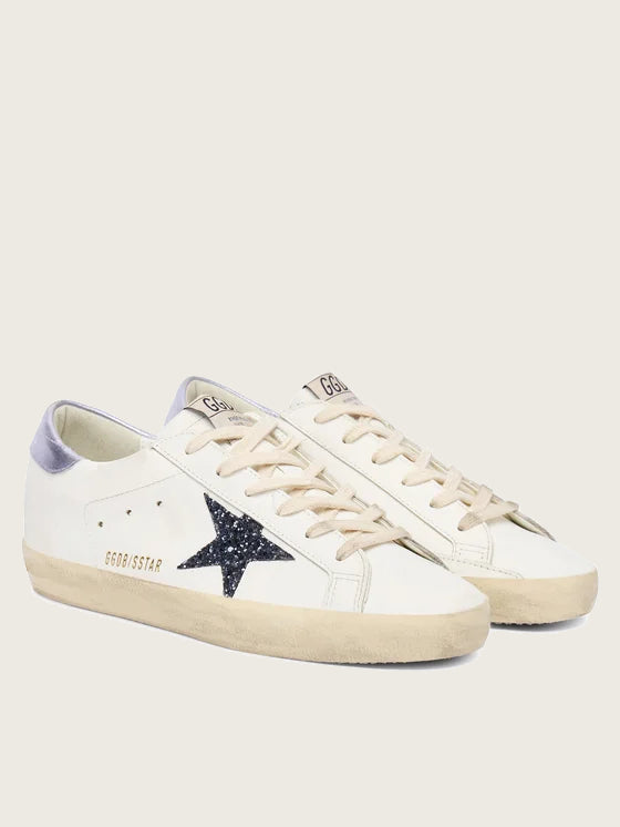 Tenis Golden Goose Super Star Leather Glitter Star Laminated Heel Mujer