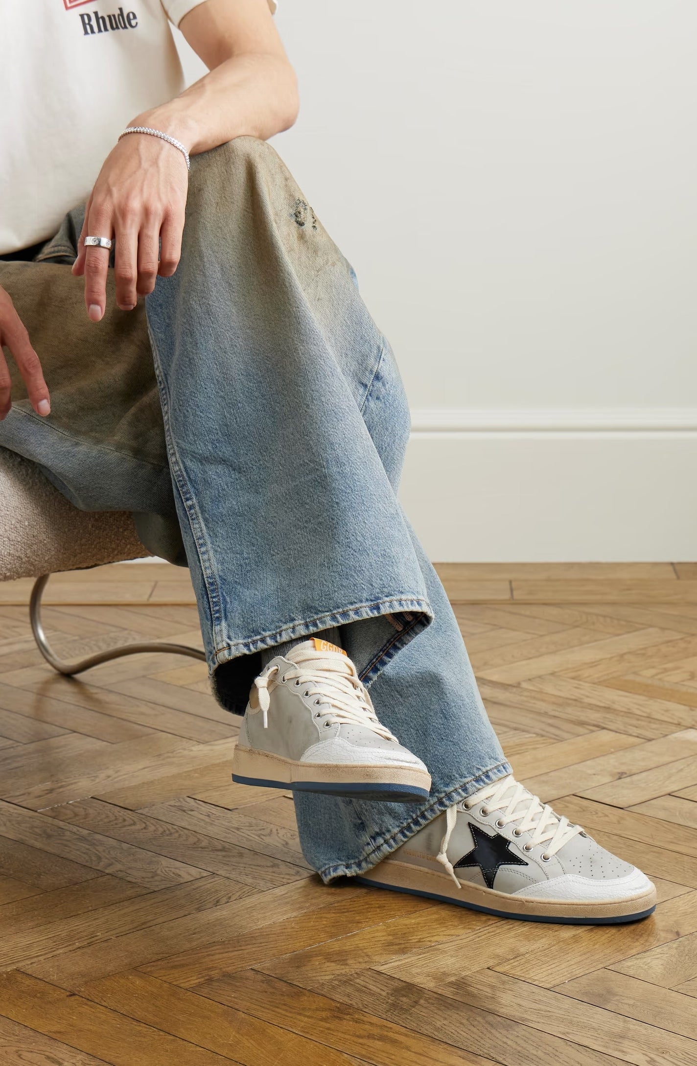 Tenis Golden Goose Ballstar Nabuk And Nylon Crack Leather Hombre GOLDEN GOOSE TENIS Malva CO