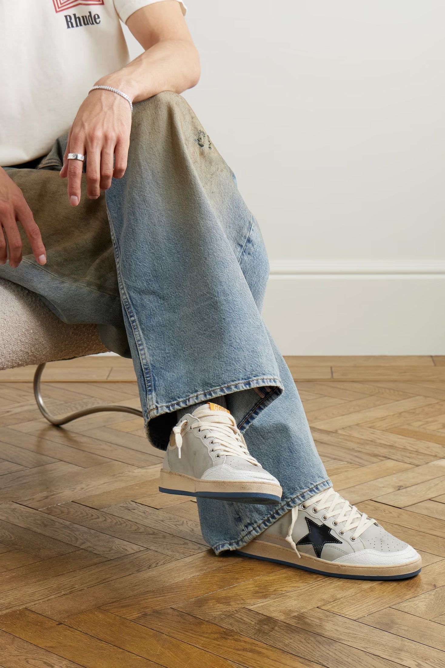 Tenis Golden Goose Ballstar Nabuk And Nylon Crack Leather Hombre GOLDEN GOOSE TENIS Malva CO