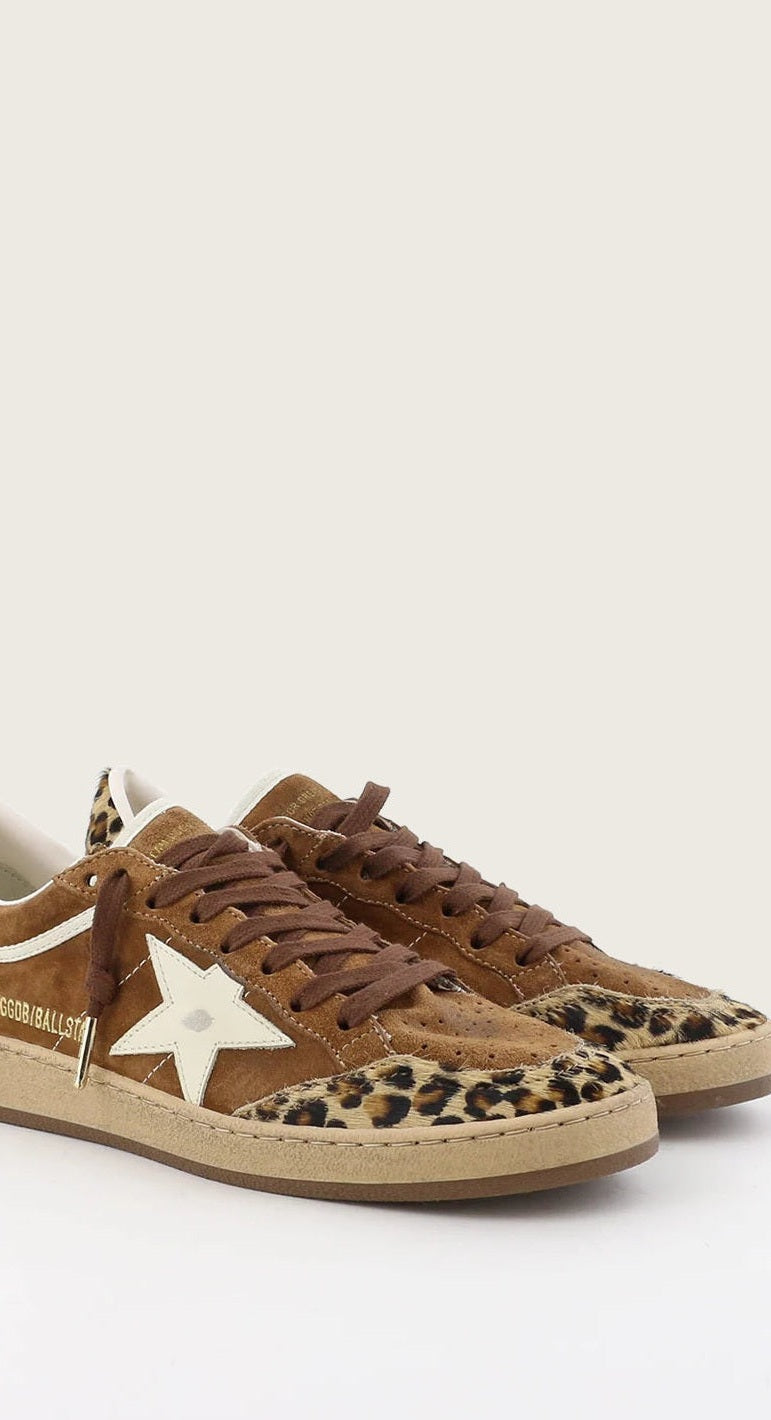 Tenis Golden Goose Ballstar Suede  Horsy Toe And Heel Glitter Star Mujer