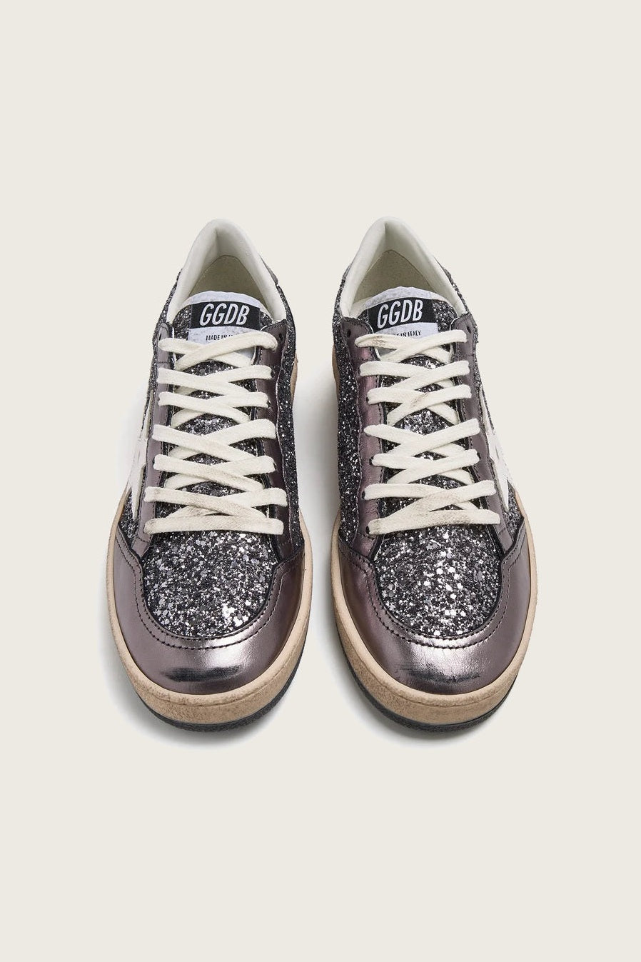Tenis Golden Goose Ballstar Glitter Heel Leather Star Mujer