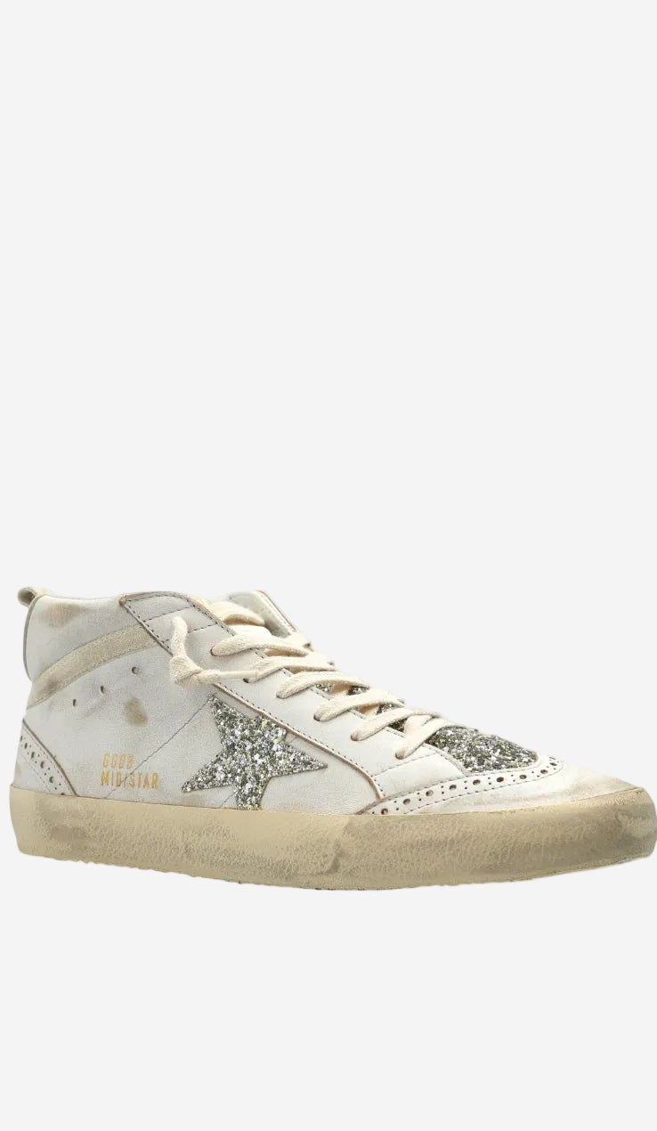 Tenis Golden Goose Mid Star Leather Glitter Tongue And Star Mujer