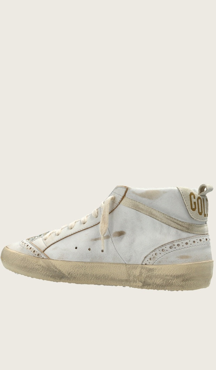 Tenis Golden Goose Mid Star Leather Glitter Tongue And Star Mujer