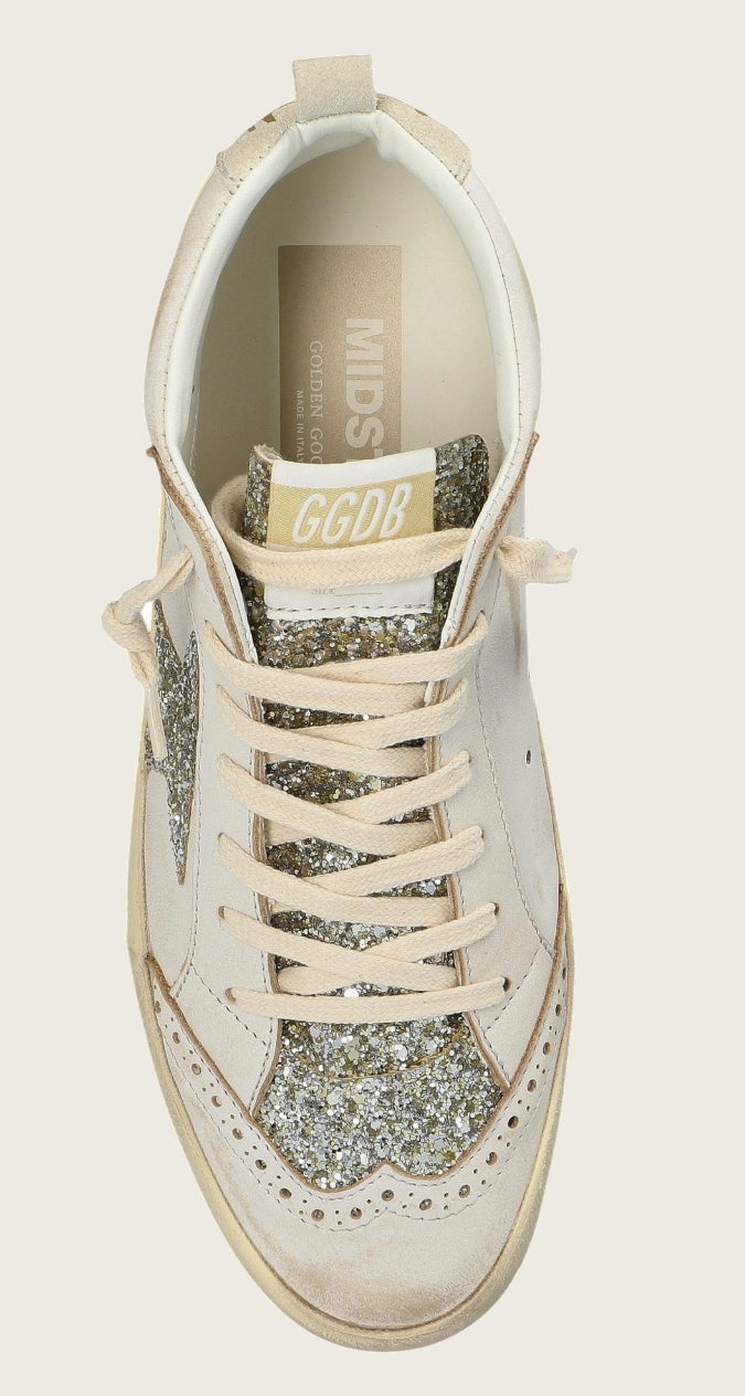 Tenis Golden Goose Mid Star Leather Glitter Tongue And Star Mujer