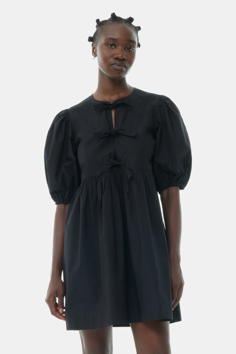 Mini Vestido Cotton Poplin Tie String