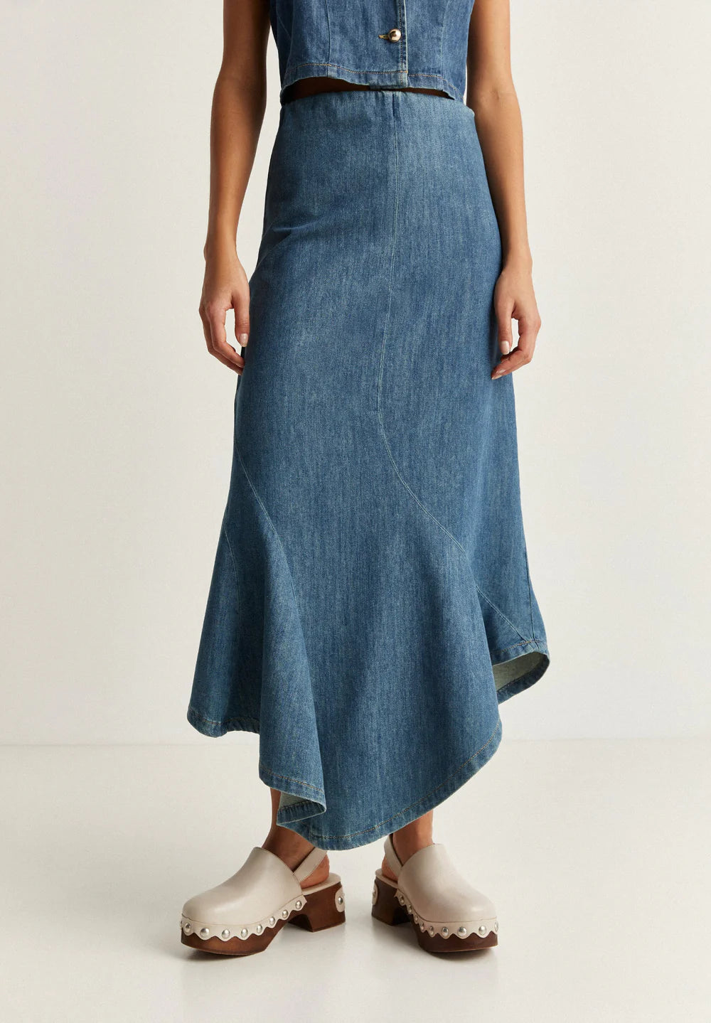 Falda Denim Ruffle
