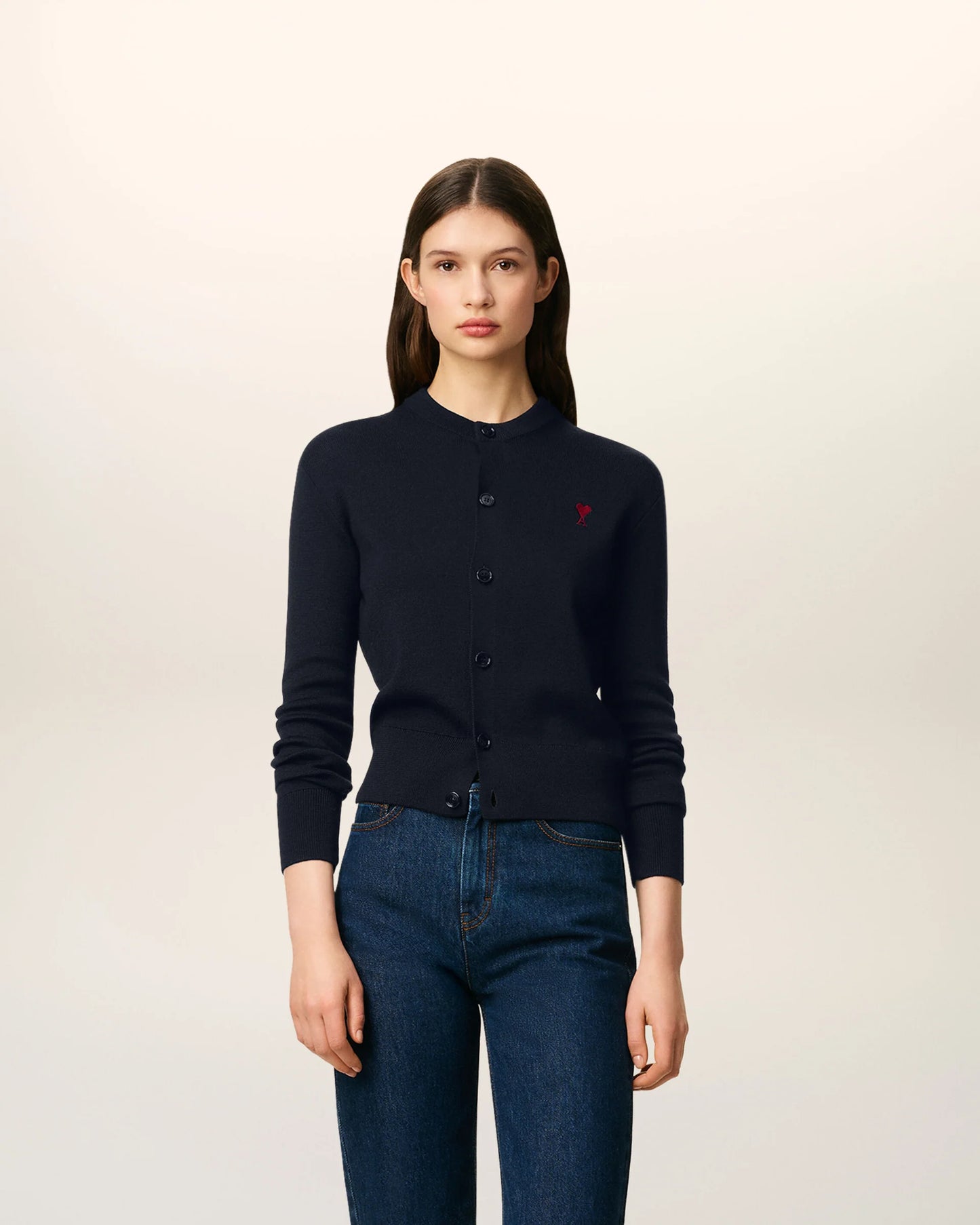 Cardigan Crewneck With Contrasted Ami De Coeur