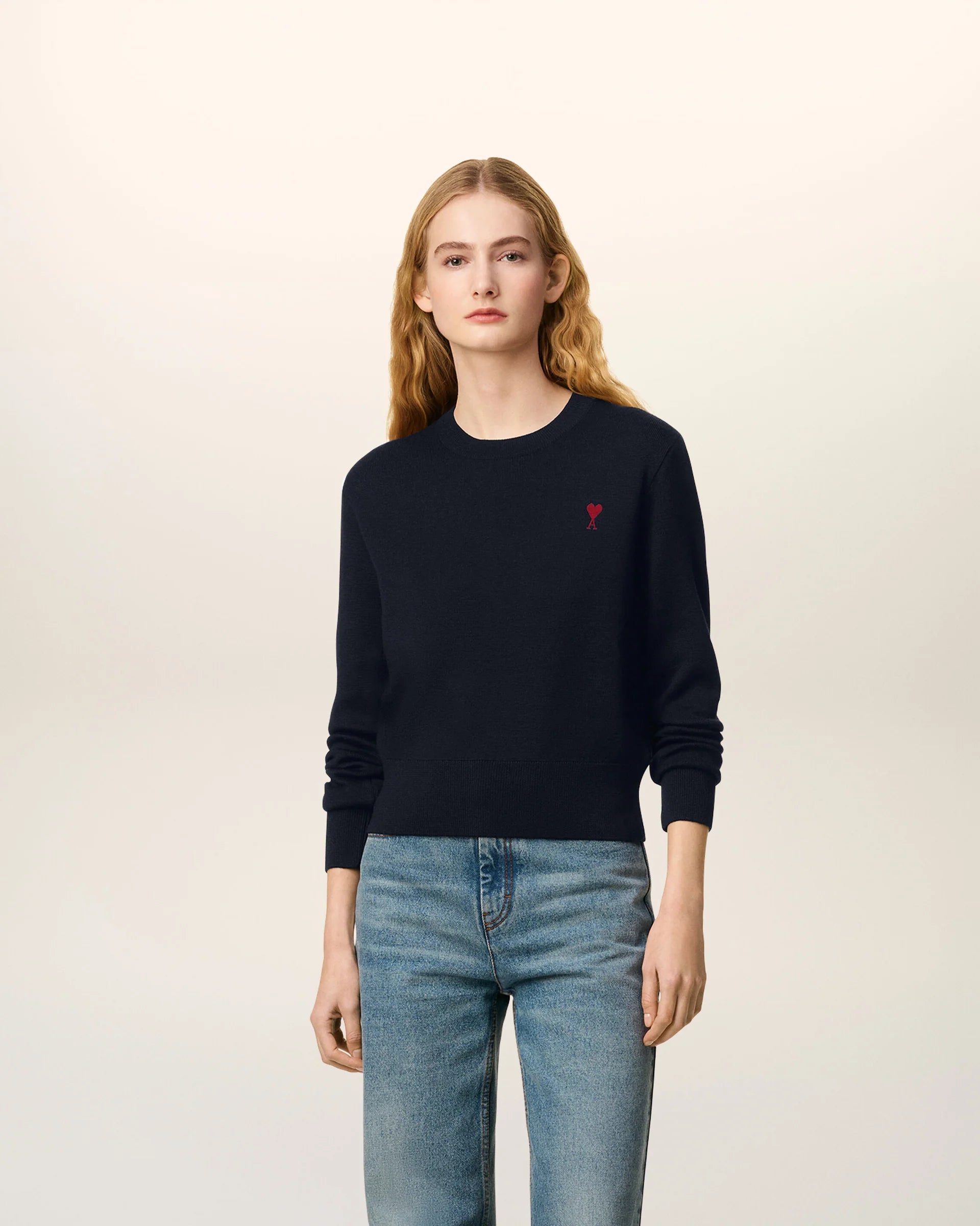 Jersey Crewneck With Contrasted Ami De Coeur
