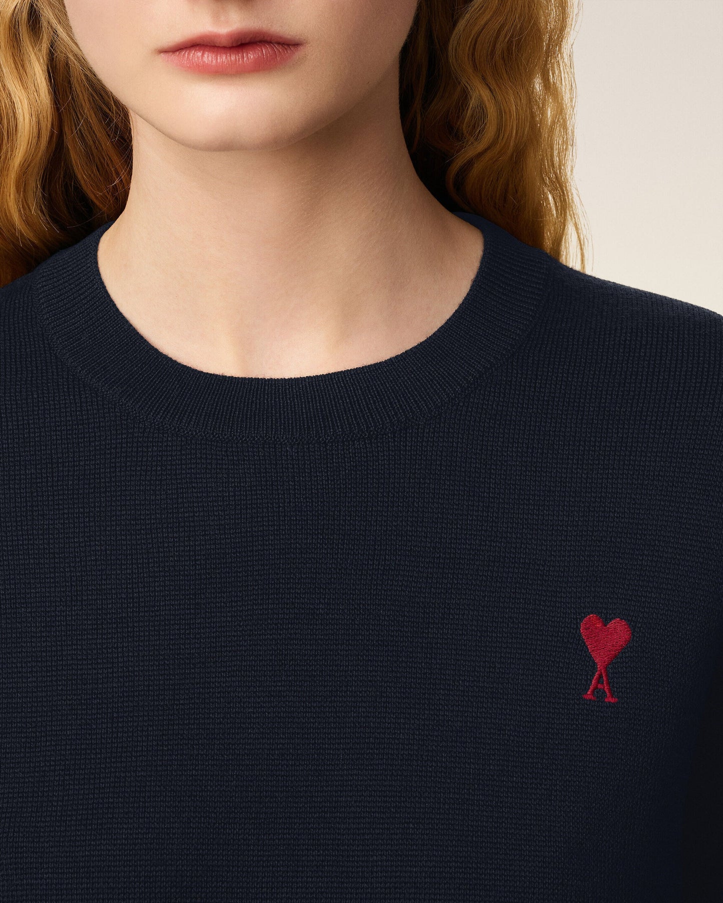 Jersey Crewneck With Contrasted Ami De Coeur