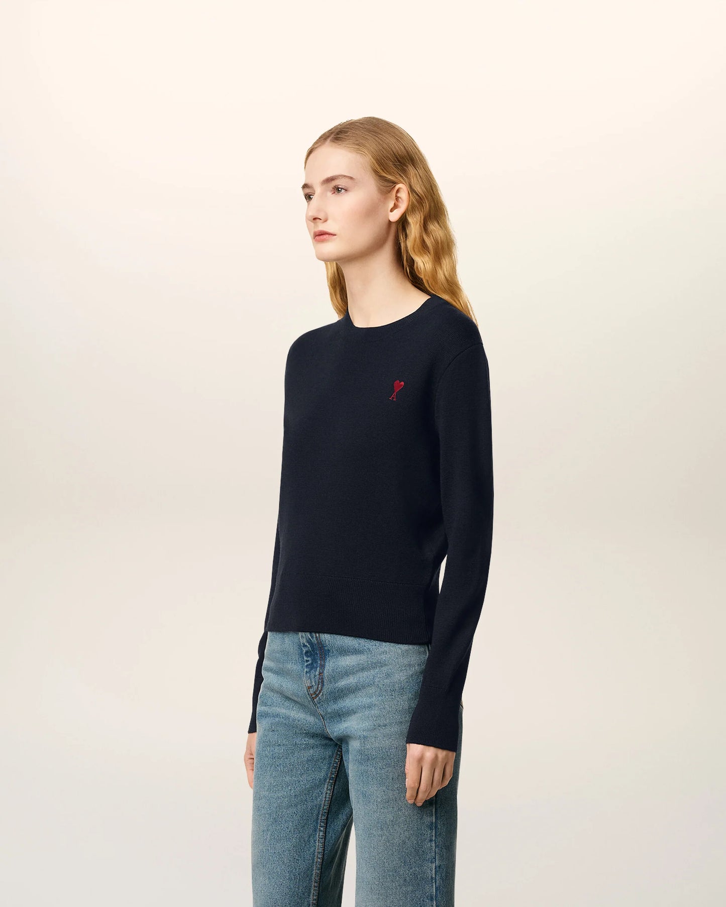 Jersey Crewneck With Contrasted Ami De Coeur