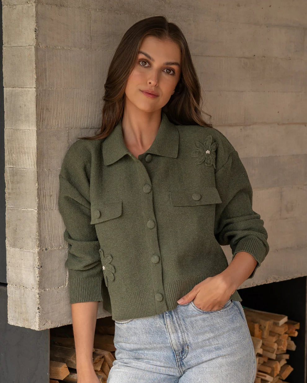 Cardigan Flor Granate