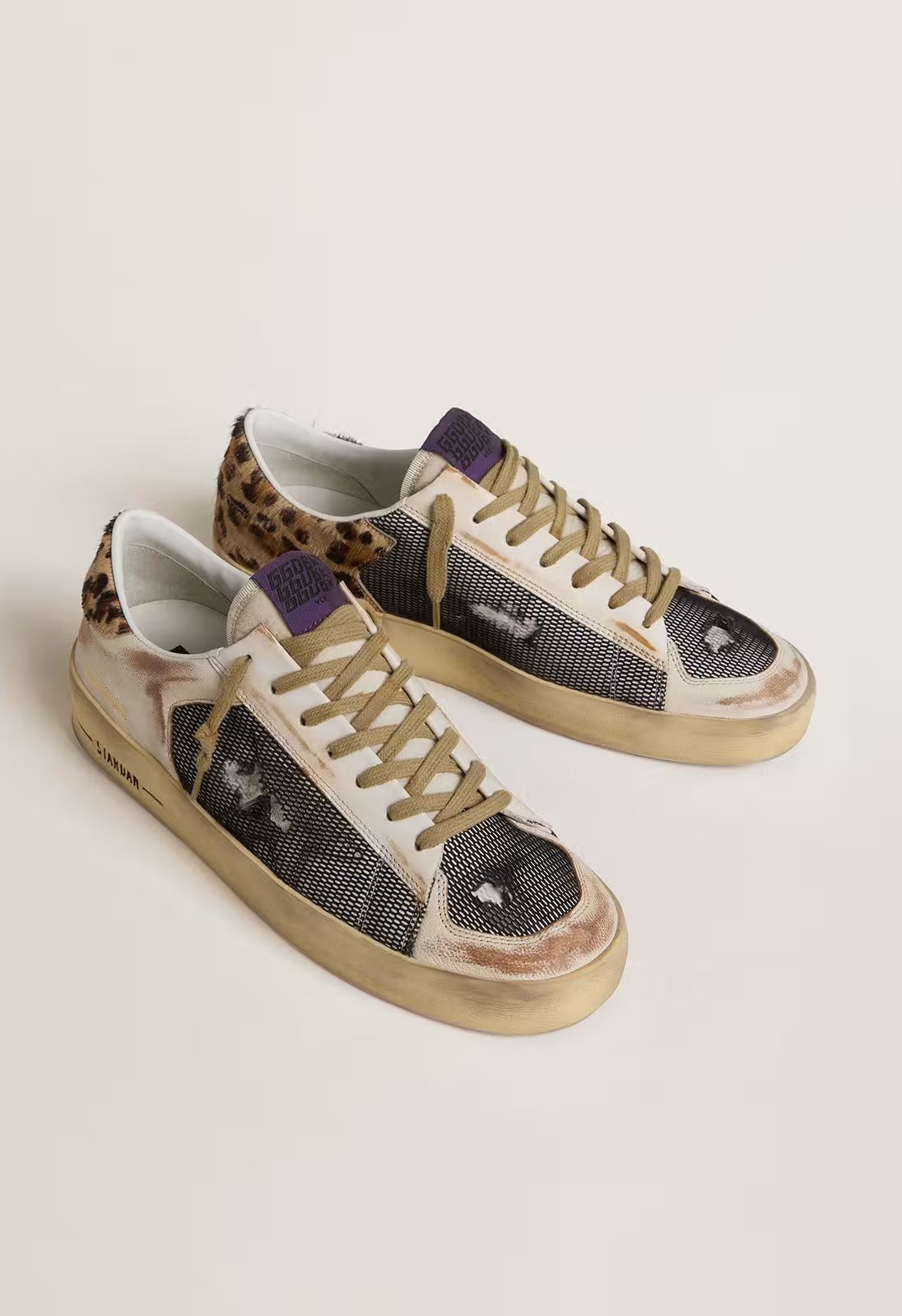 Tenis Golden Goose Stardan Nappa Leather Net Upper Horsy Heel Mujer