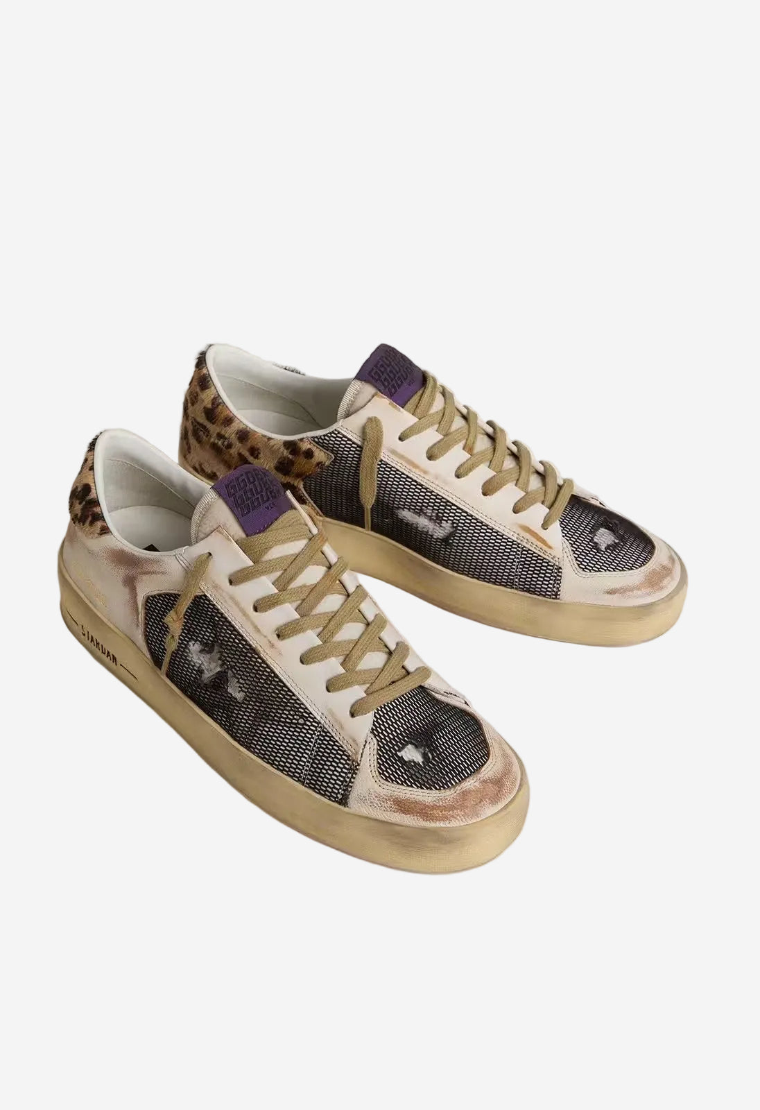Tenis Golden Goose Stardan Nappa Leather Net Upper Horsy Heel Mujer