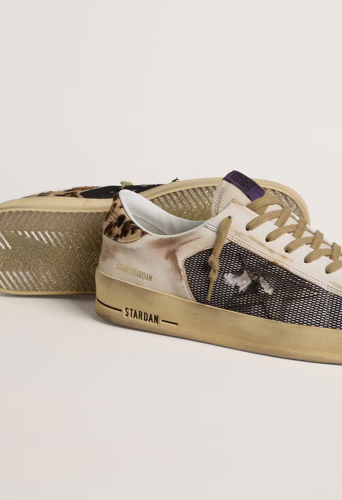 Tenis Golden Goose Stardan Nappa Leather Net Upper Horsy Heel Mujer