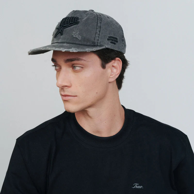 Gorra De Golf Con Efecto Lavado De Estrellas Negra TRUE GORRAS Malva CO