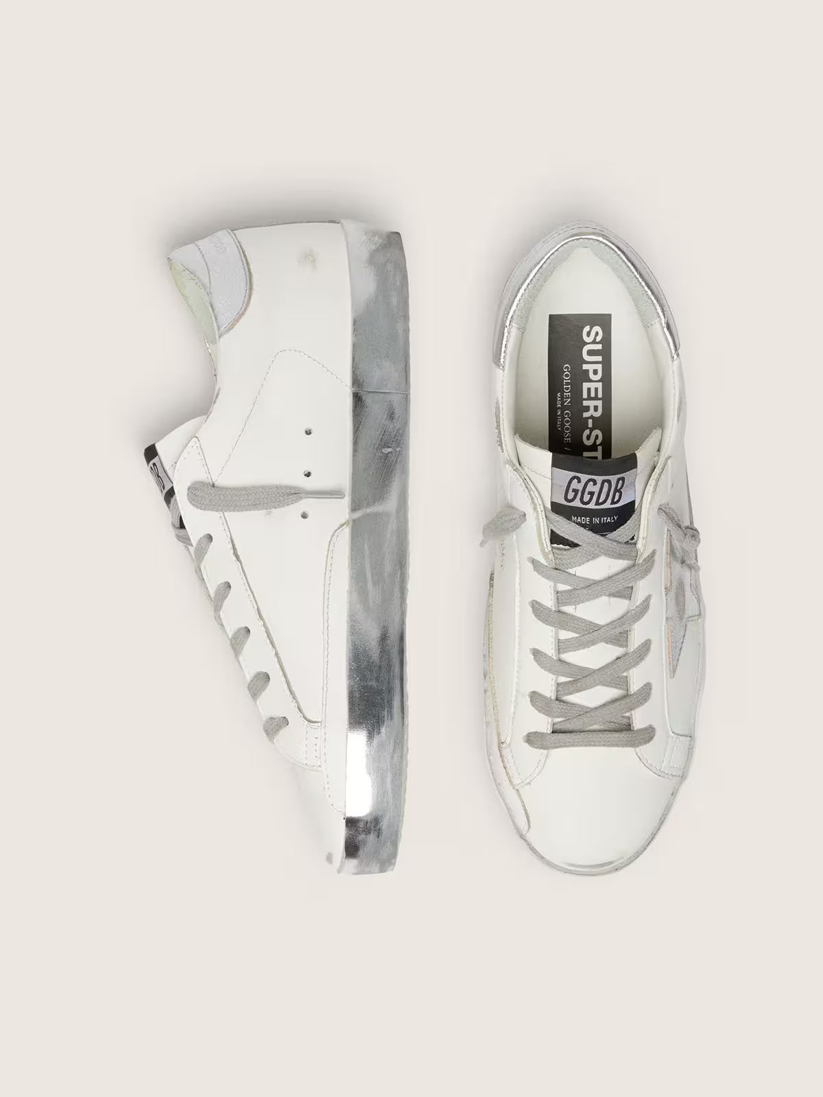 Tenis Golden Goose Super Star Leather Laminated Star Metal Lettering Mujer