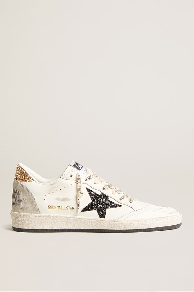 Tenis Golden Goose Ballstar Leather Glitter Star Suede Spur Mujer