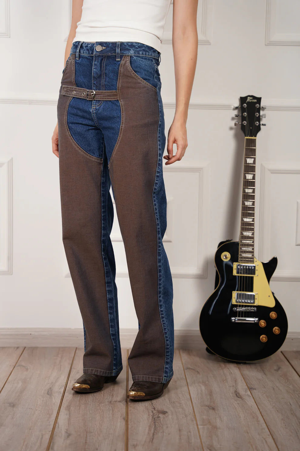 Jeans Bicolor Estilo Chap PIANI JEANS Malva CO