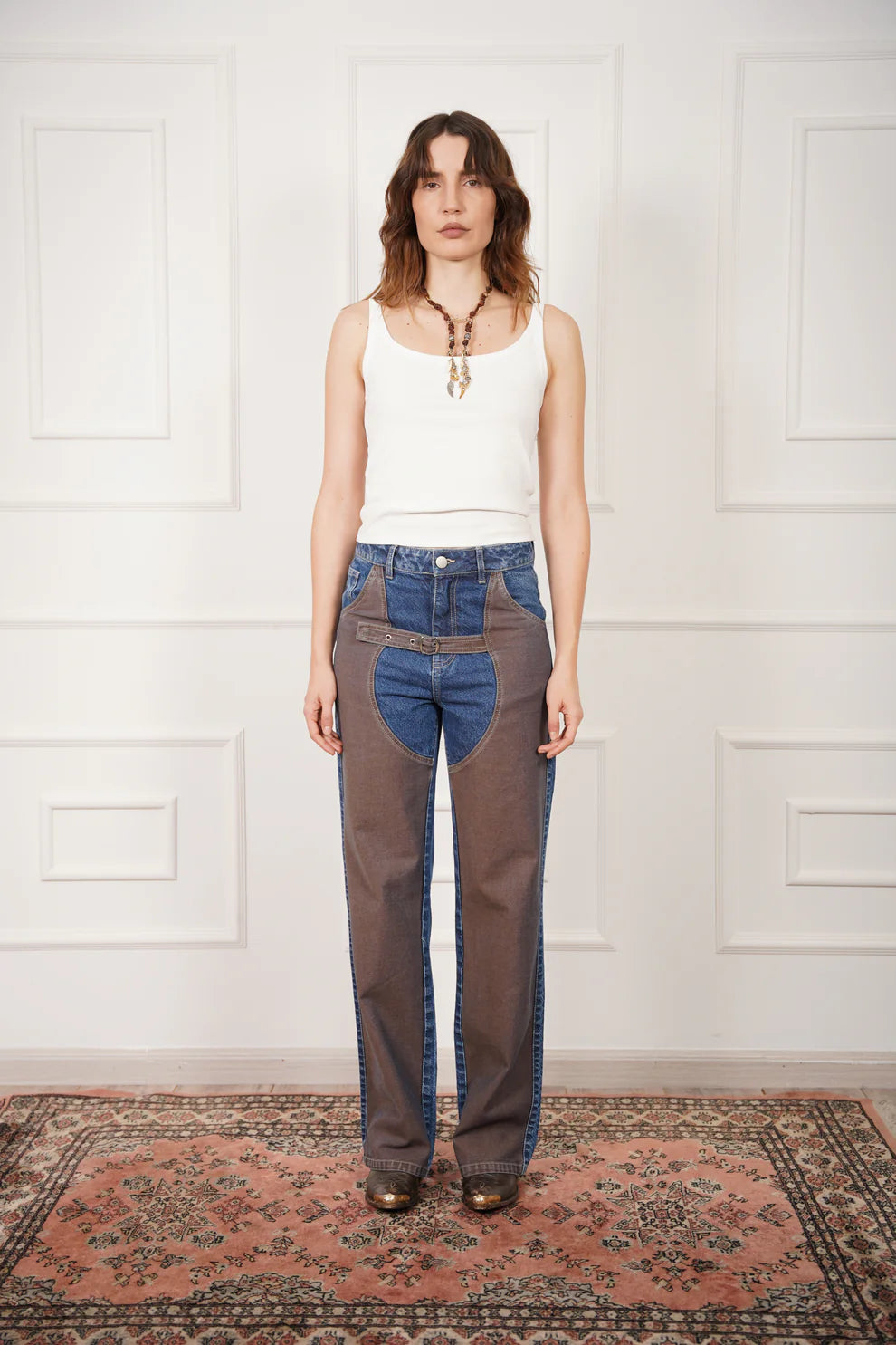 Jeans Bicolor Estilo Chap PIANI JEANS Malva CO