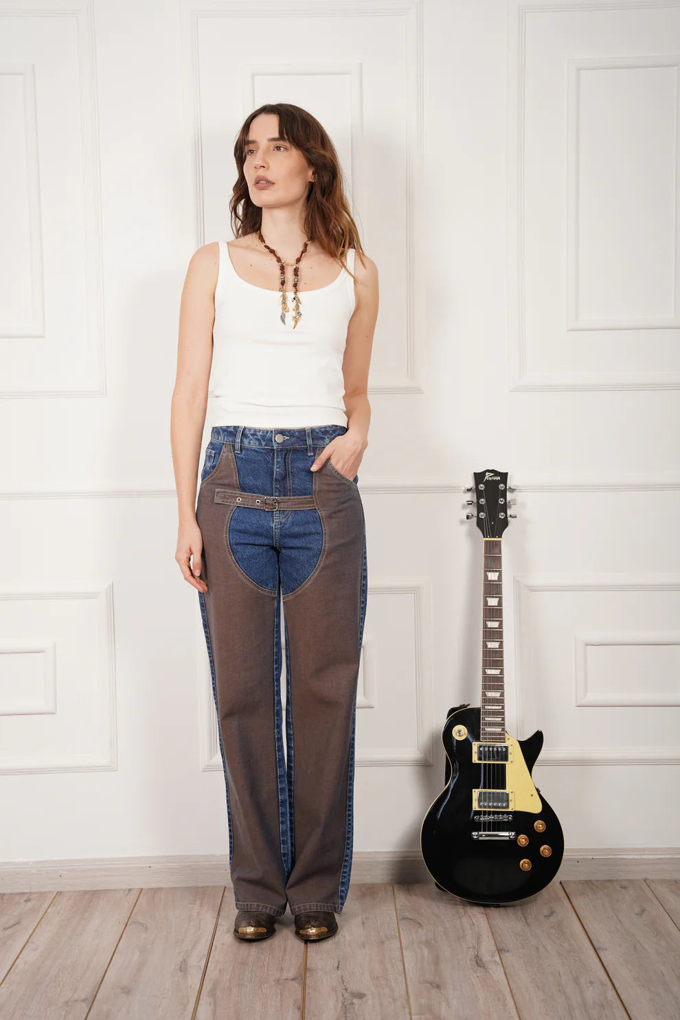 Jeans Bicolor Estilo Chap PIANI JEANS Malva CO