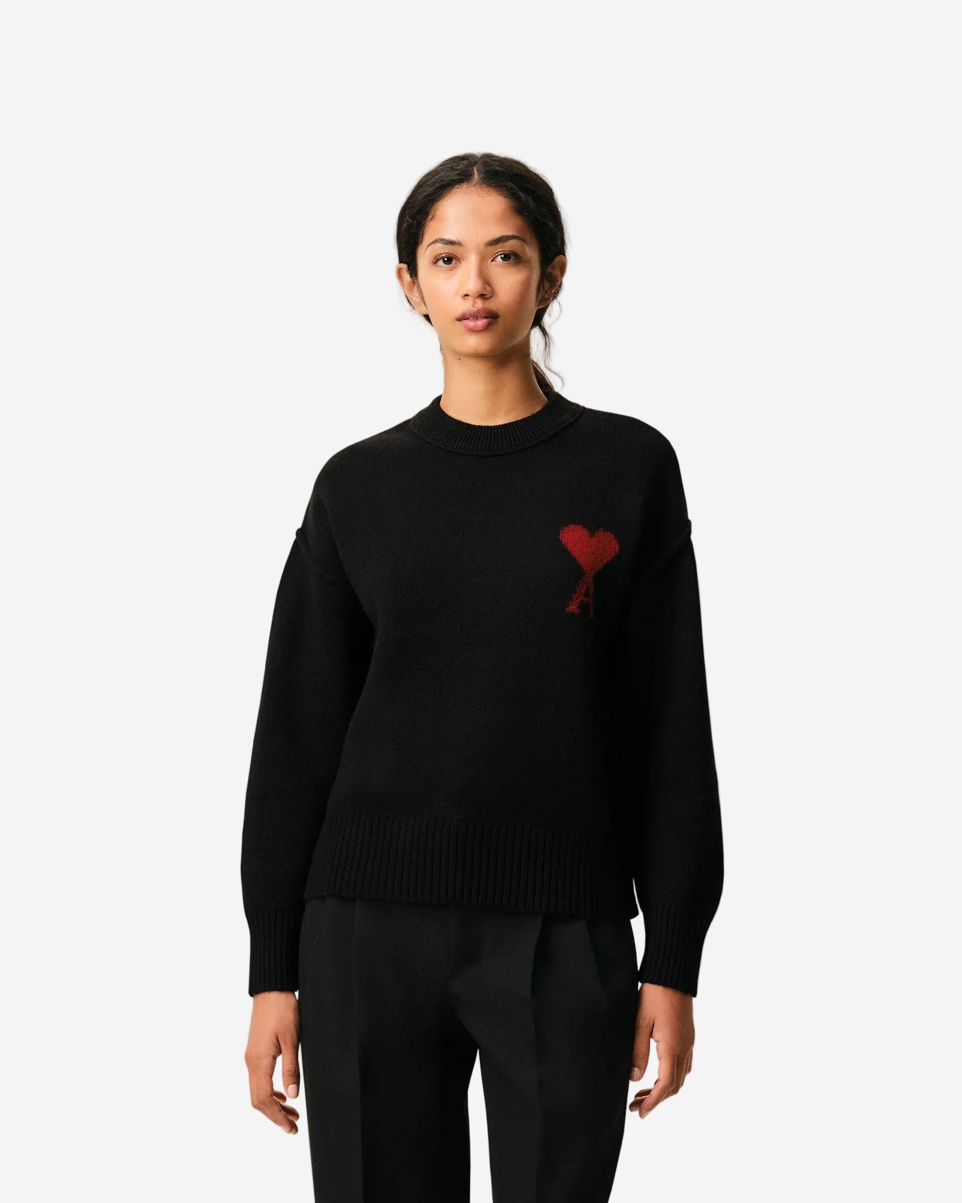 Jersey De Cuello Redondo De Lana Negra Ami De Coeur CHAQUETAS Malva CO